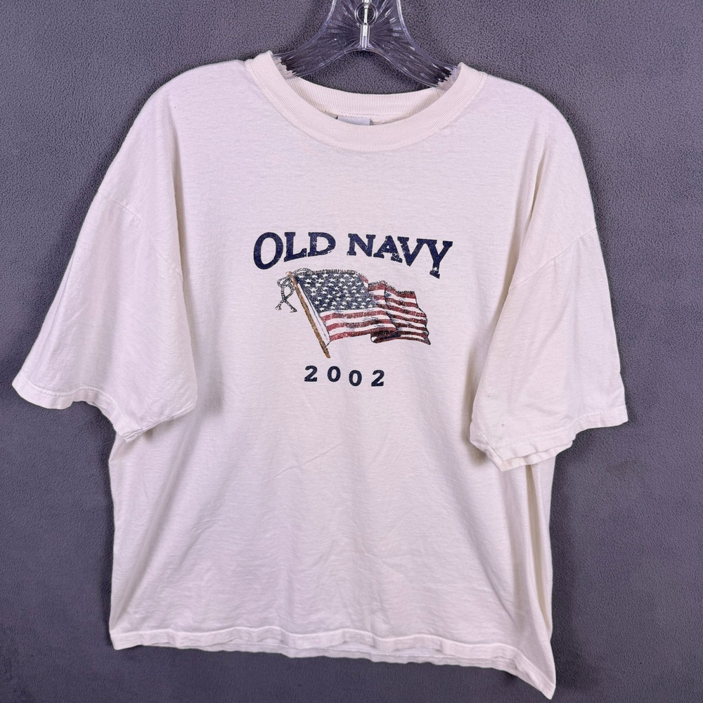 VTG Y2K Old Navy T Shirt Mens L American Flag 2002 Graphic Tee Grunge USA Made